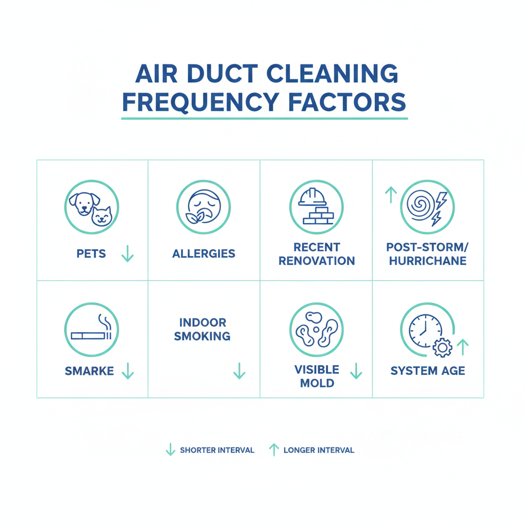 Factors that decide how often you should clean air ducts